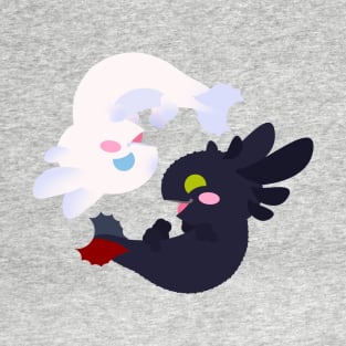 Yin and Yang Axolotl Dragons Reverse T-Shirt